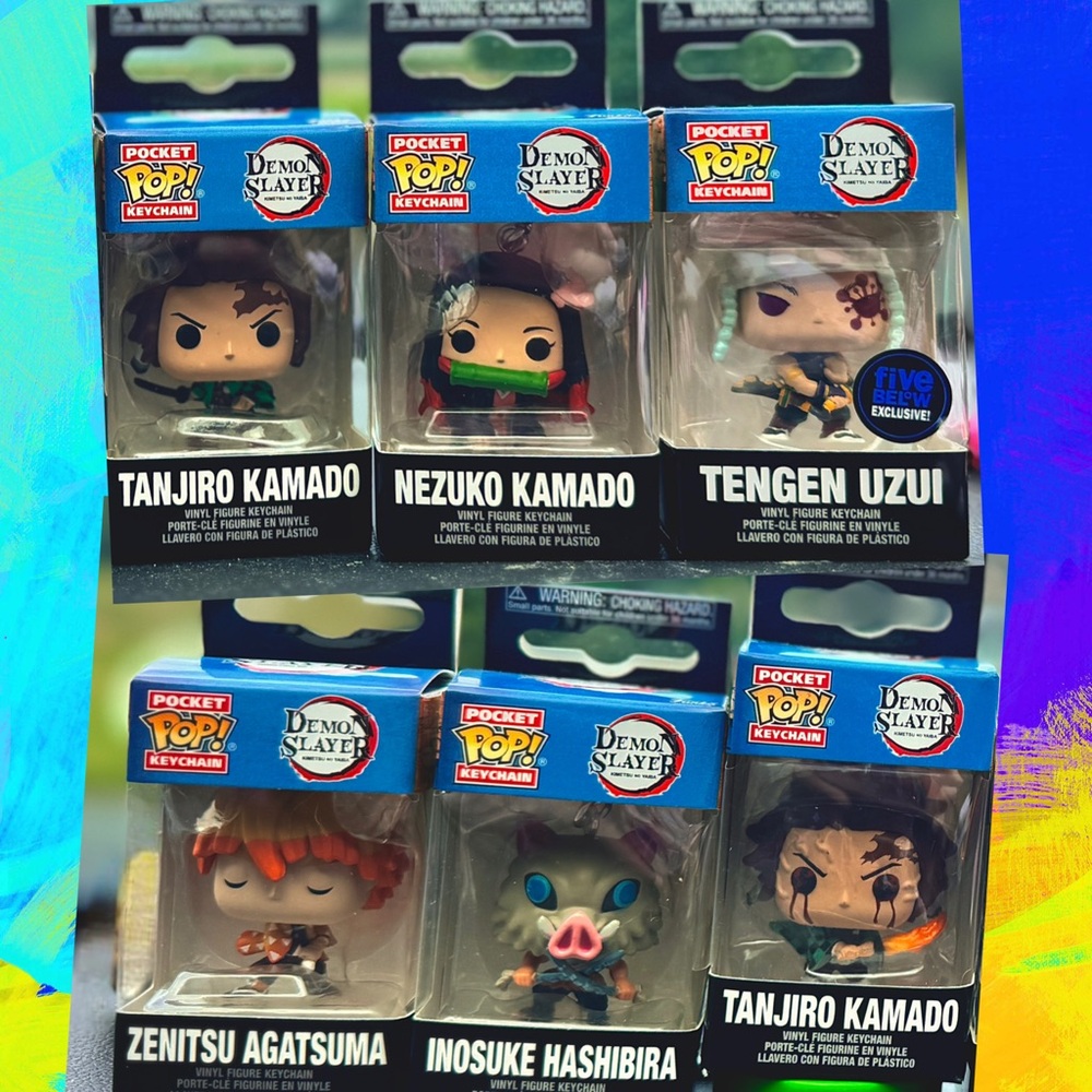 6 Demon Slayer Funko Pop! Keychains- Tanjiro Kamado, Nezuko Kamado, Tengei Uzui+